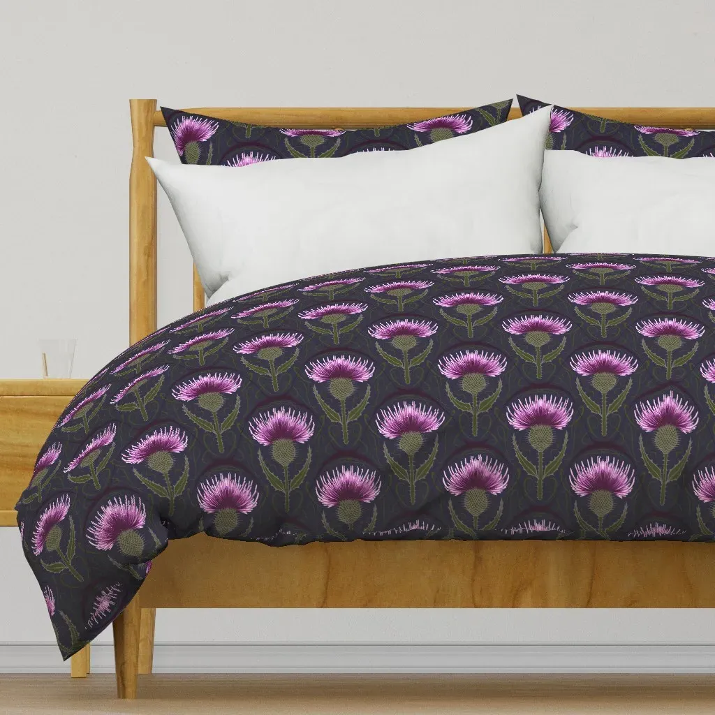Art Nouveau Scottish Thistle Duvet Cover - Purple product