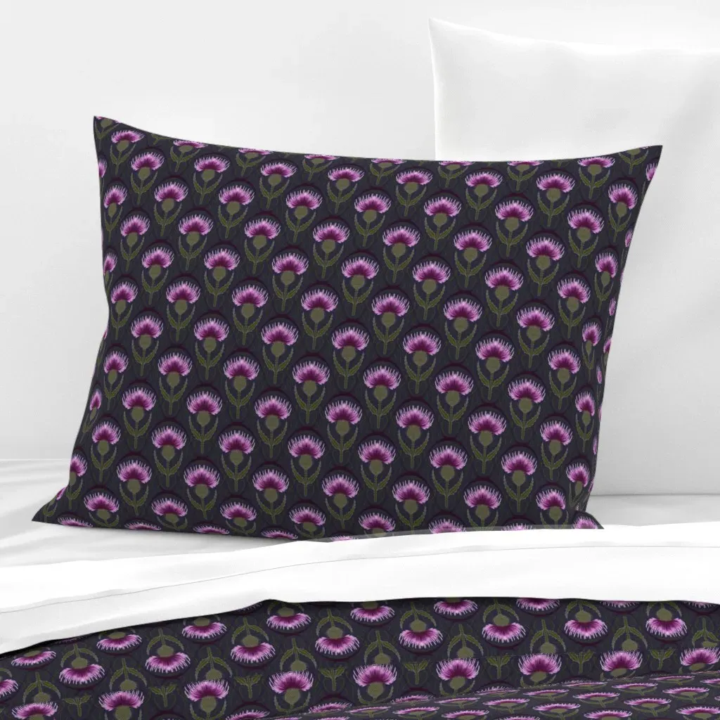 Art Nouveau Scottish Thistle Standard Knife Edge Cushion - Purple, Cotton Sateen product