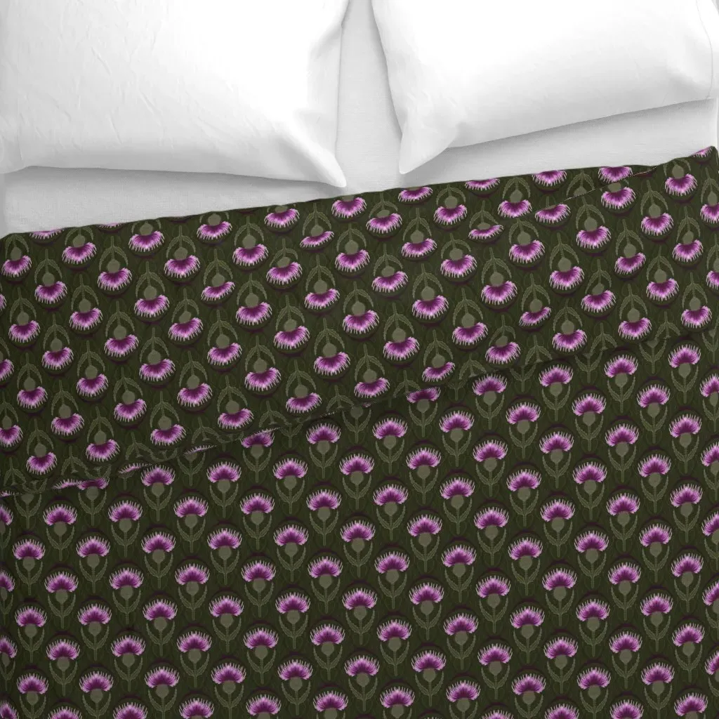 Art Nouveau Scottish Thistles Duvet Cover - Purple alternate view