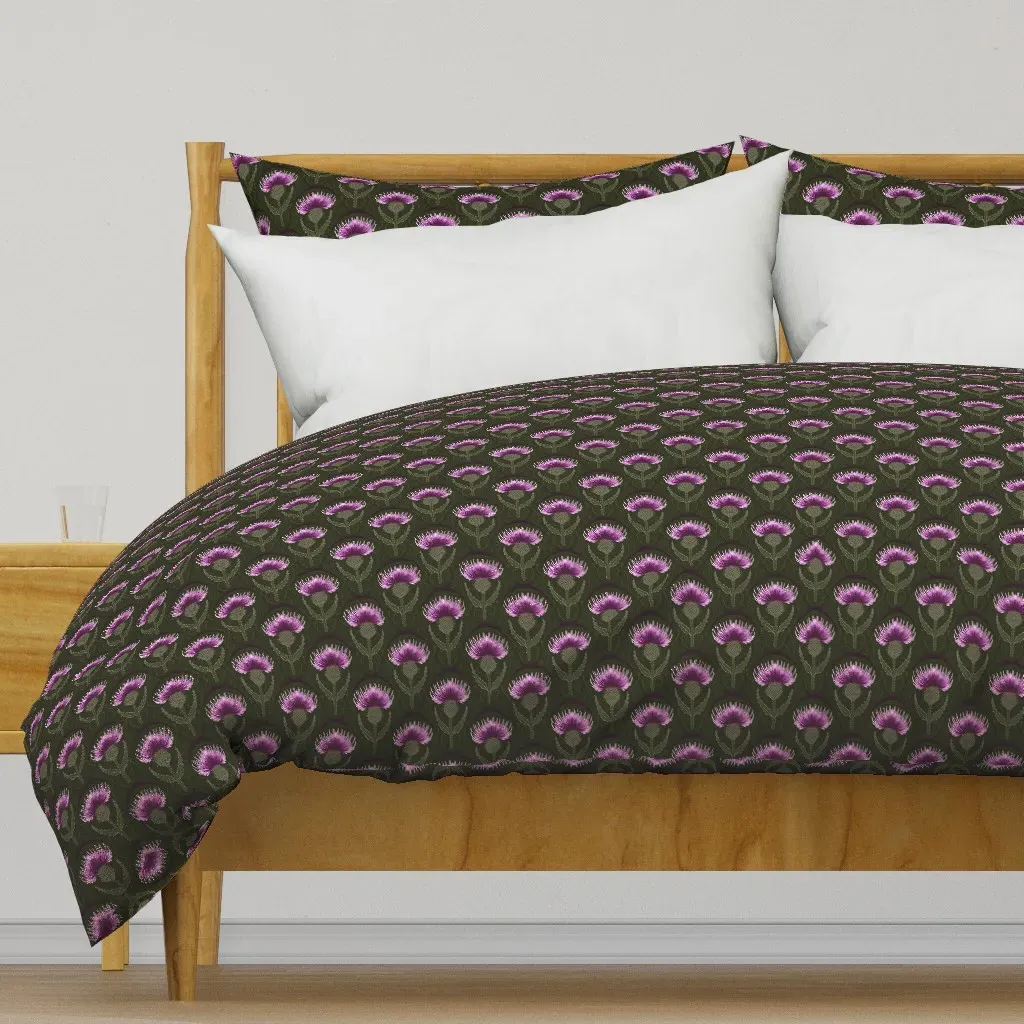 Art Nouveau Scottish Thistles Duvet Cover - Purple product