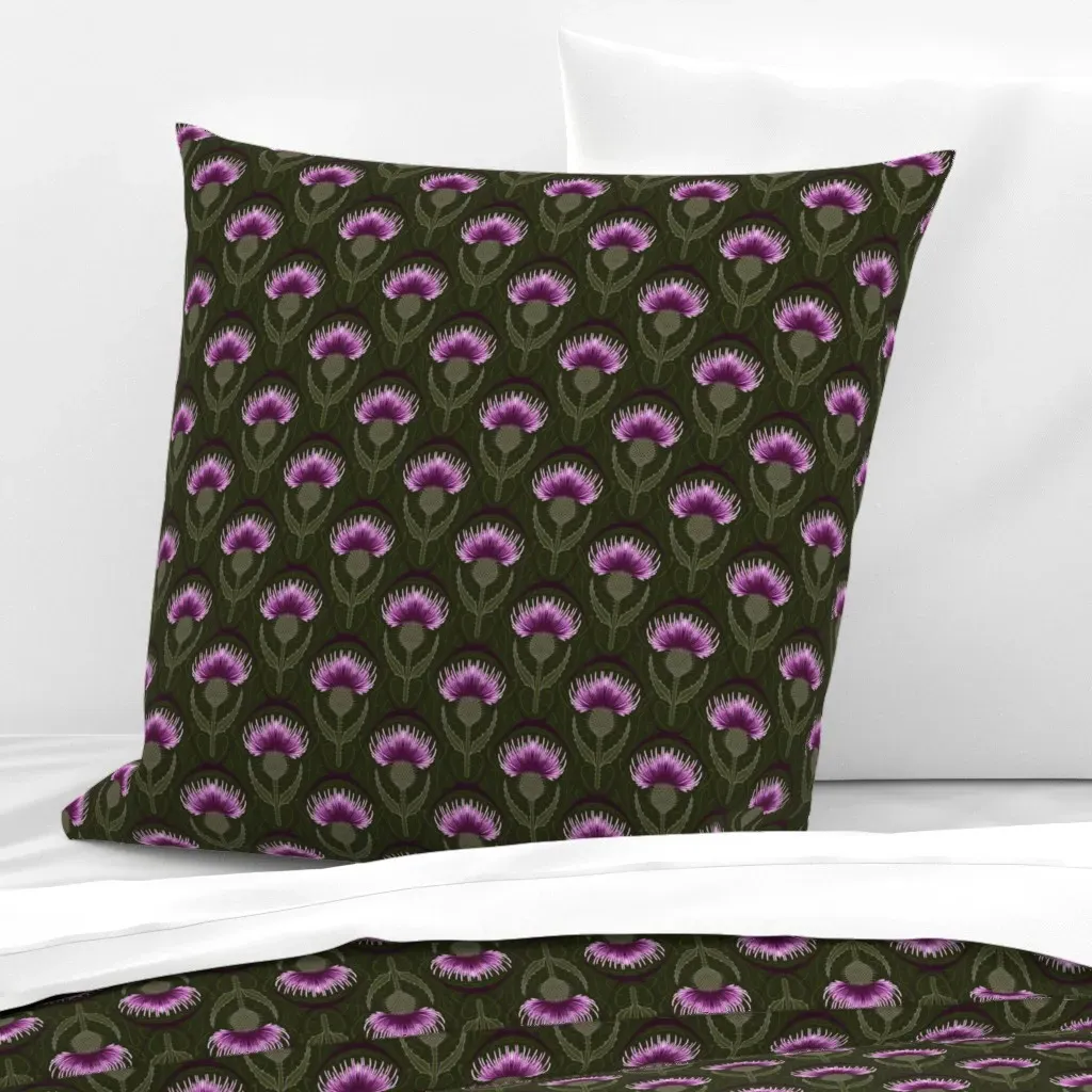 Art Nouveau Scottish Thistles Euro Pillow Sham - Purple product