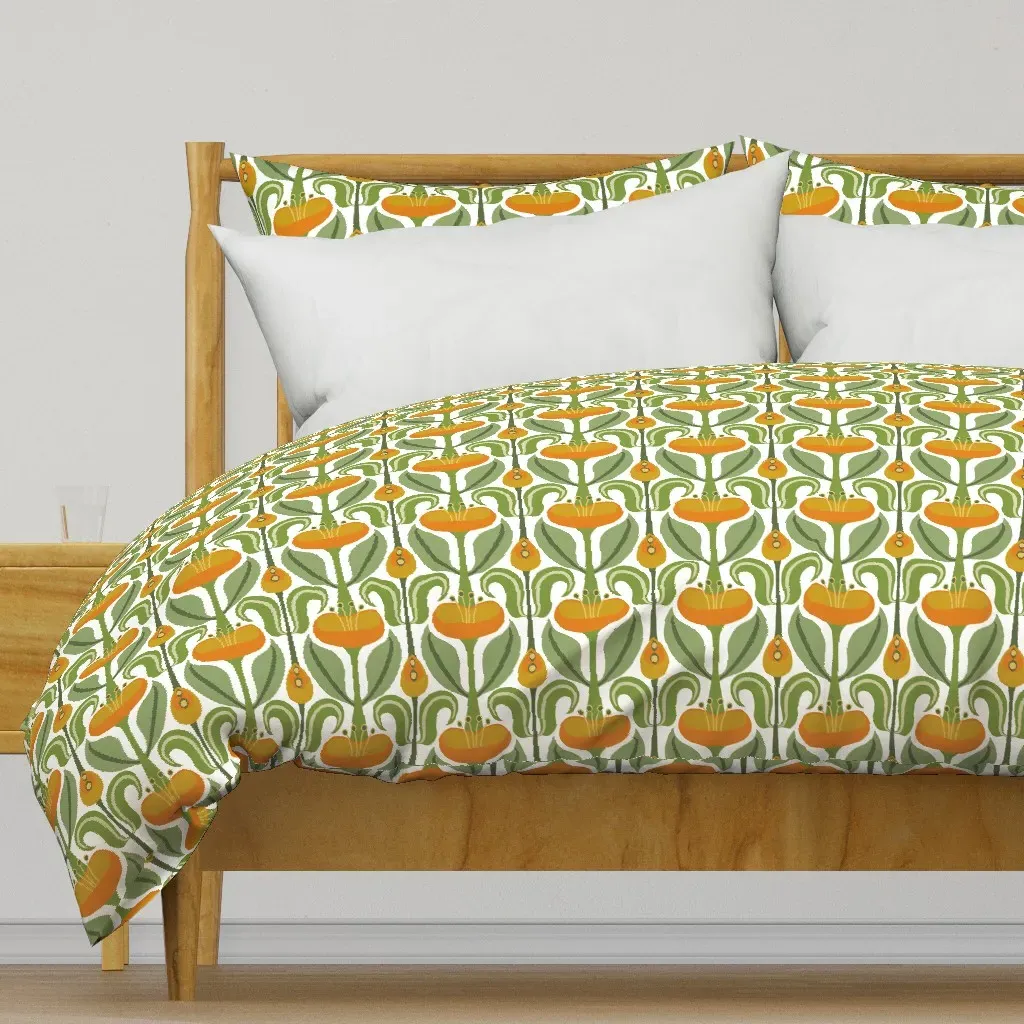 Art Nouveau Stylized Tulips Duvet Cover - Orange product