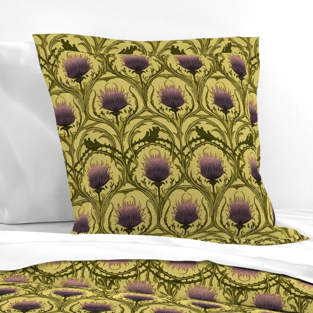 Art Nouveau Thistles And Thorns Euro Pillow Sham - Purple product