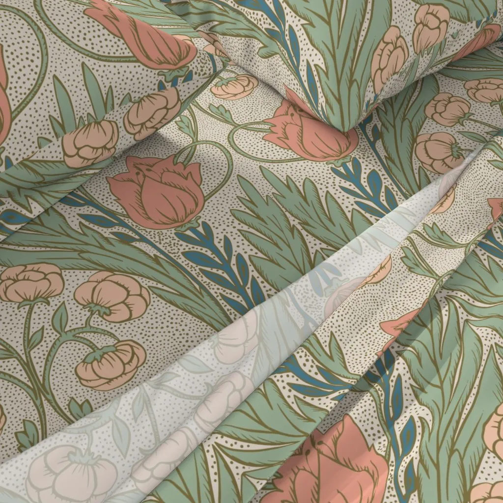 Art Nouveau Tulip Botanical Twin Sheet Set - Coral Pink alternate view