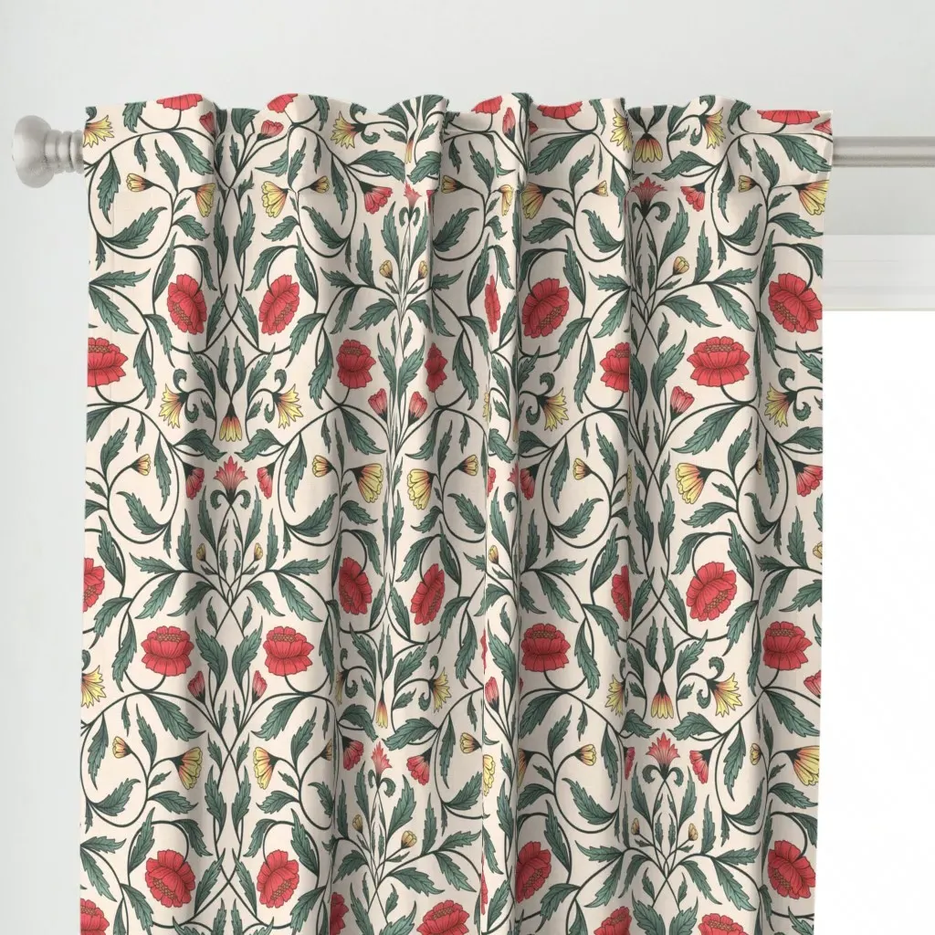 Art Nouveau Victorian Curtain Panel - Red alternate view