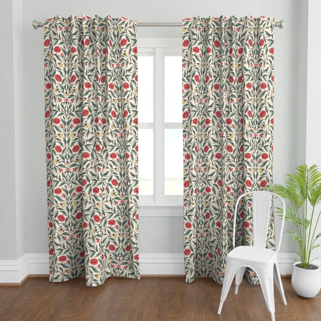 Art Nouveau Victorian Curtain Panel - Red product
