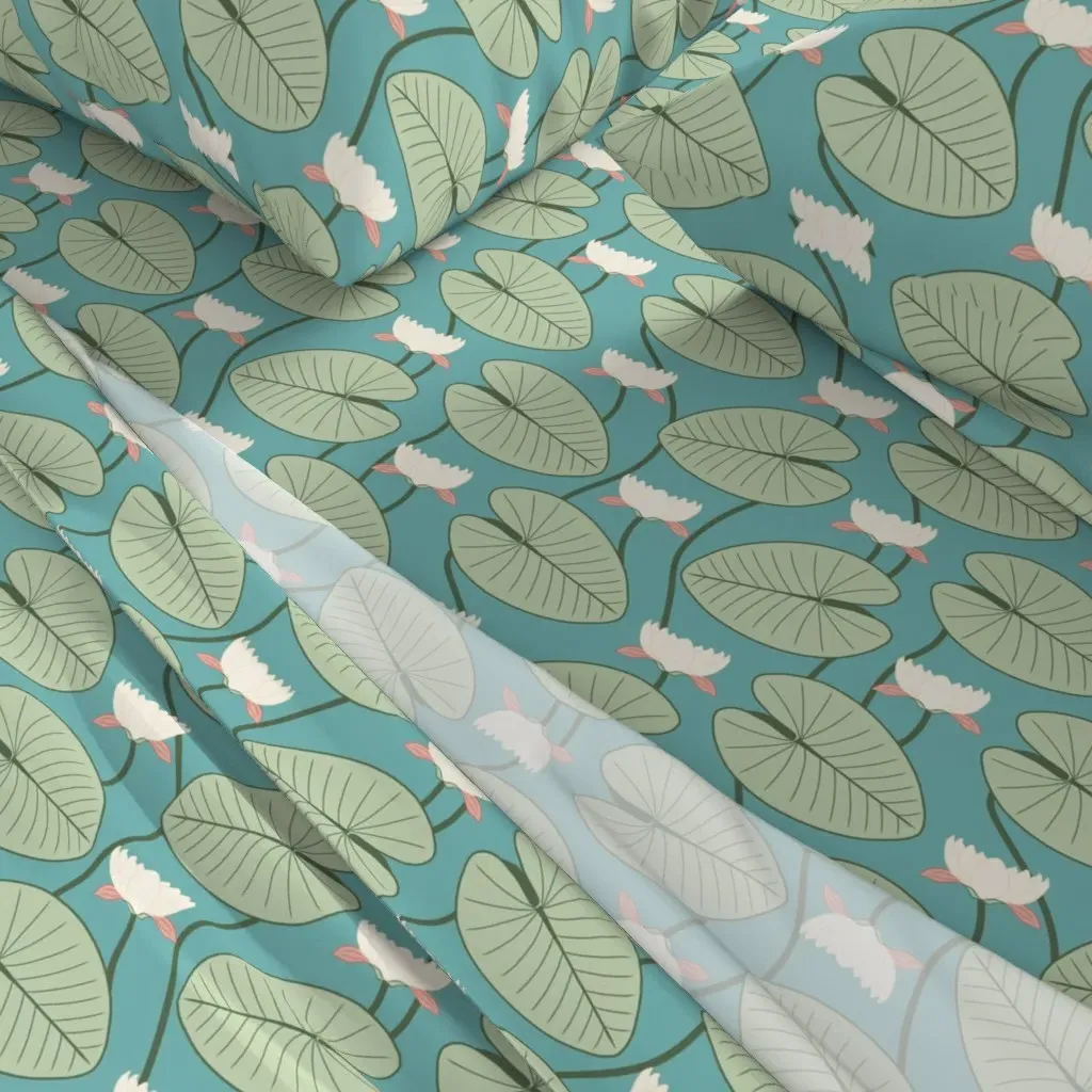 Art Nouveau Water Lily King Size Sheet Set - Light Green alternate view
