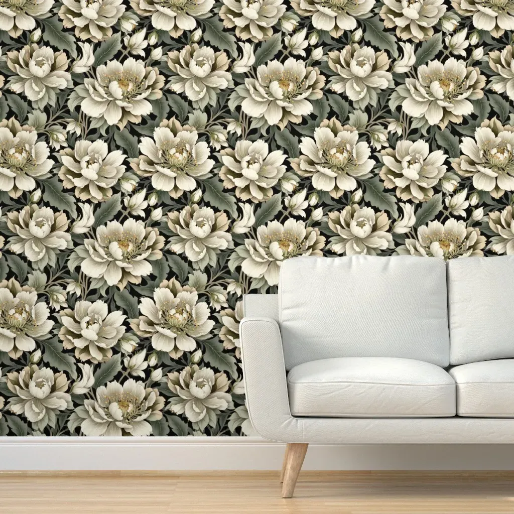 Artdeco Pearl Peonies Peel and Stick Wallpaper - Off-White product