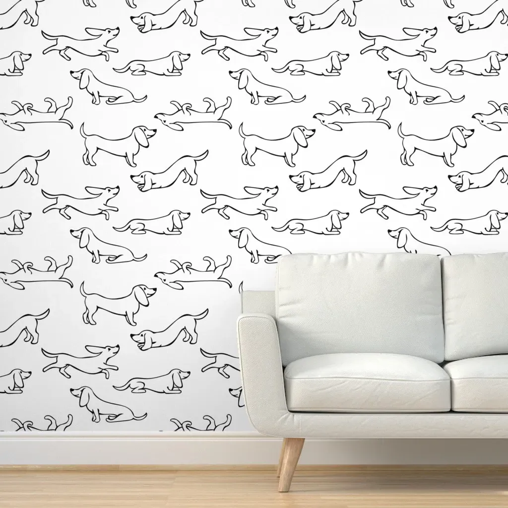 Artfulfreddy Dachshunds Peel and Stick Wallpaper - Black product