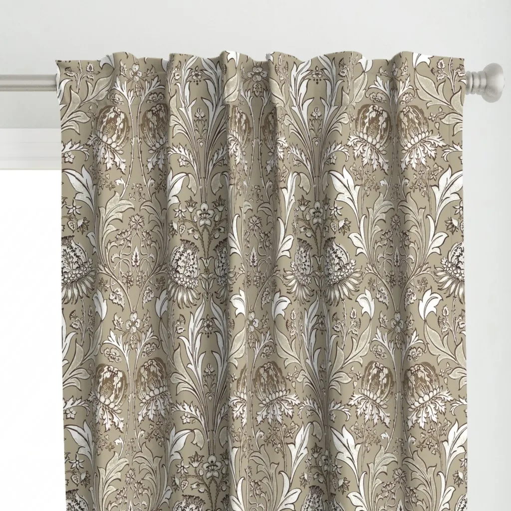 Artichoke Wallpaper Curtain Panel - Beige alternate view