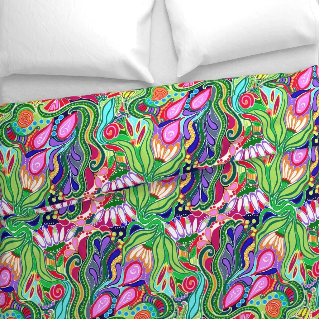 Artist Affirmation Fabric Duvet Cover - Green alternate view