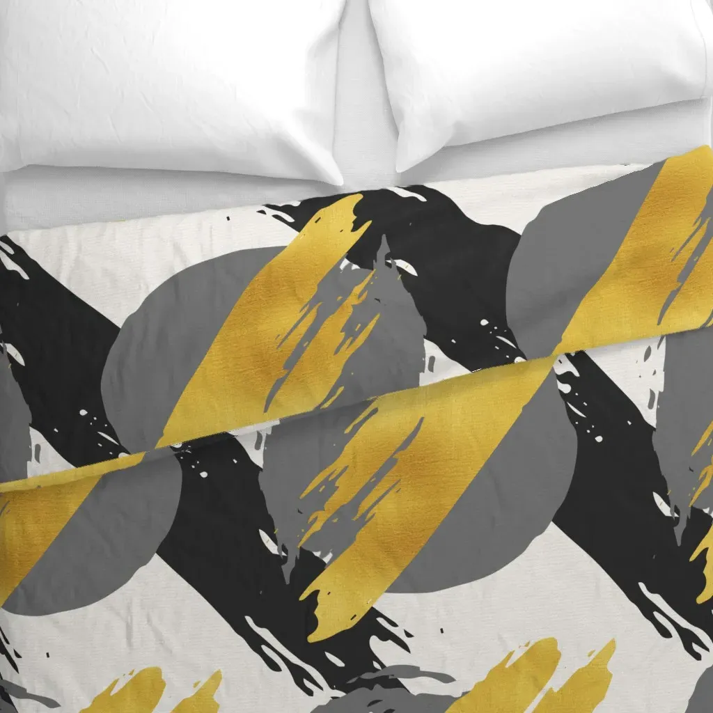 Artistic Brush Strokes Duvet Cover - Gold alternate view