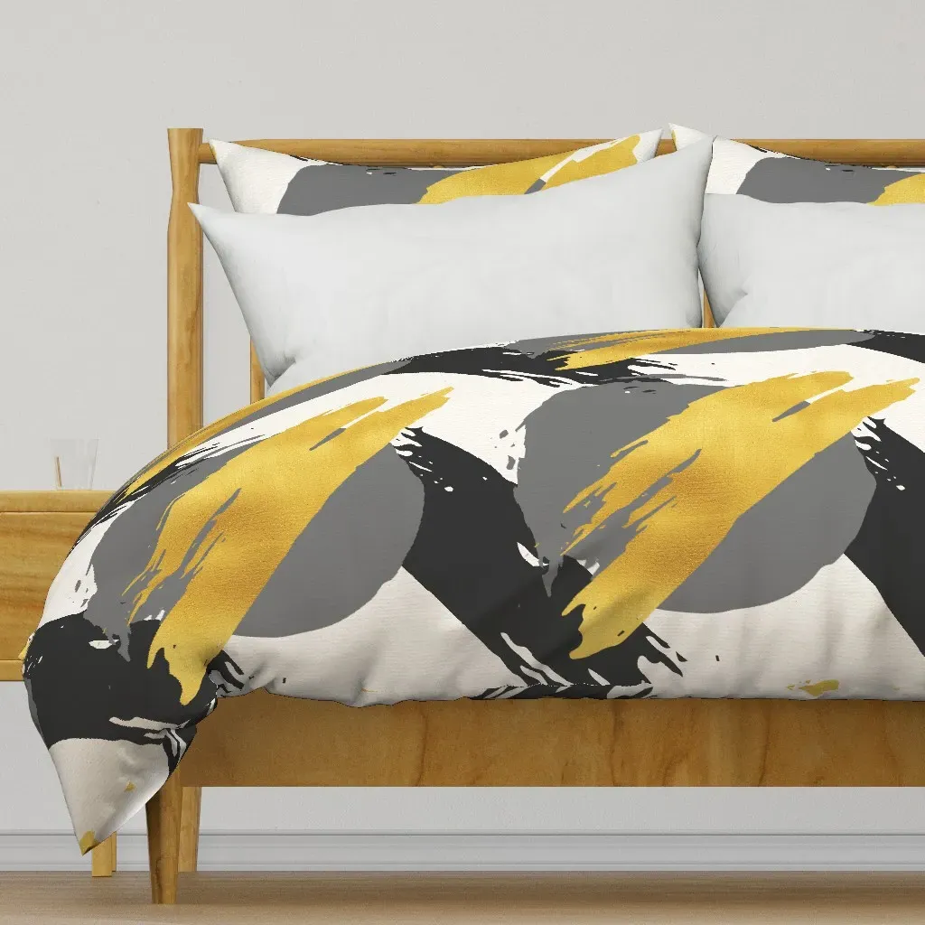 Artistic Brush Strokes Duvet Cover - Gold product