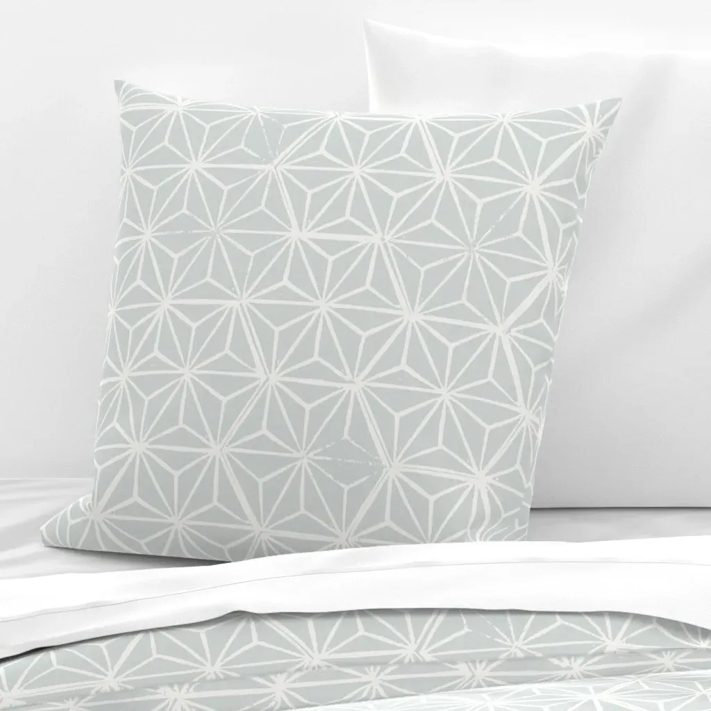 Asanoha Geometric Blockprint Large Euro Pillow Sham - Light Gray product