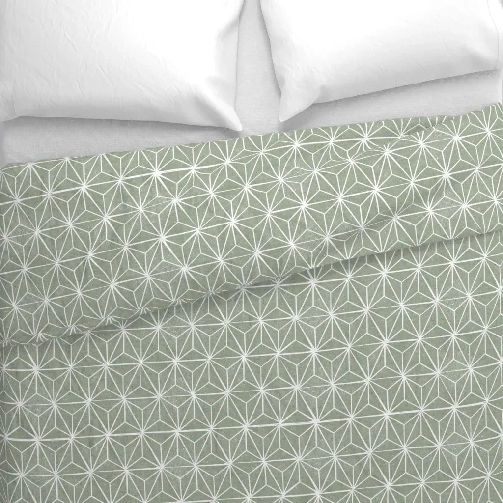Asanoha Hemp Leaf Large Duvet Cover - Sage Green alternate view
