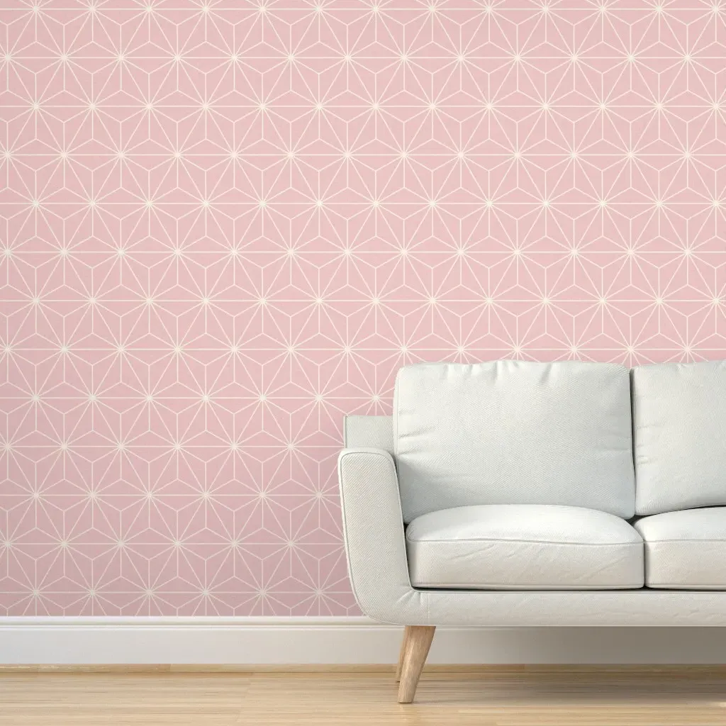 Asanoha Lines Peel and Stick Wallpaper - Dusty Pink product