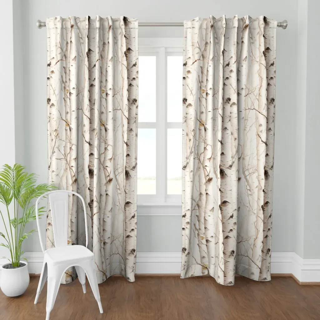 Aspen Grove Trees Curtain Panel - Off-White product