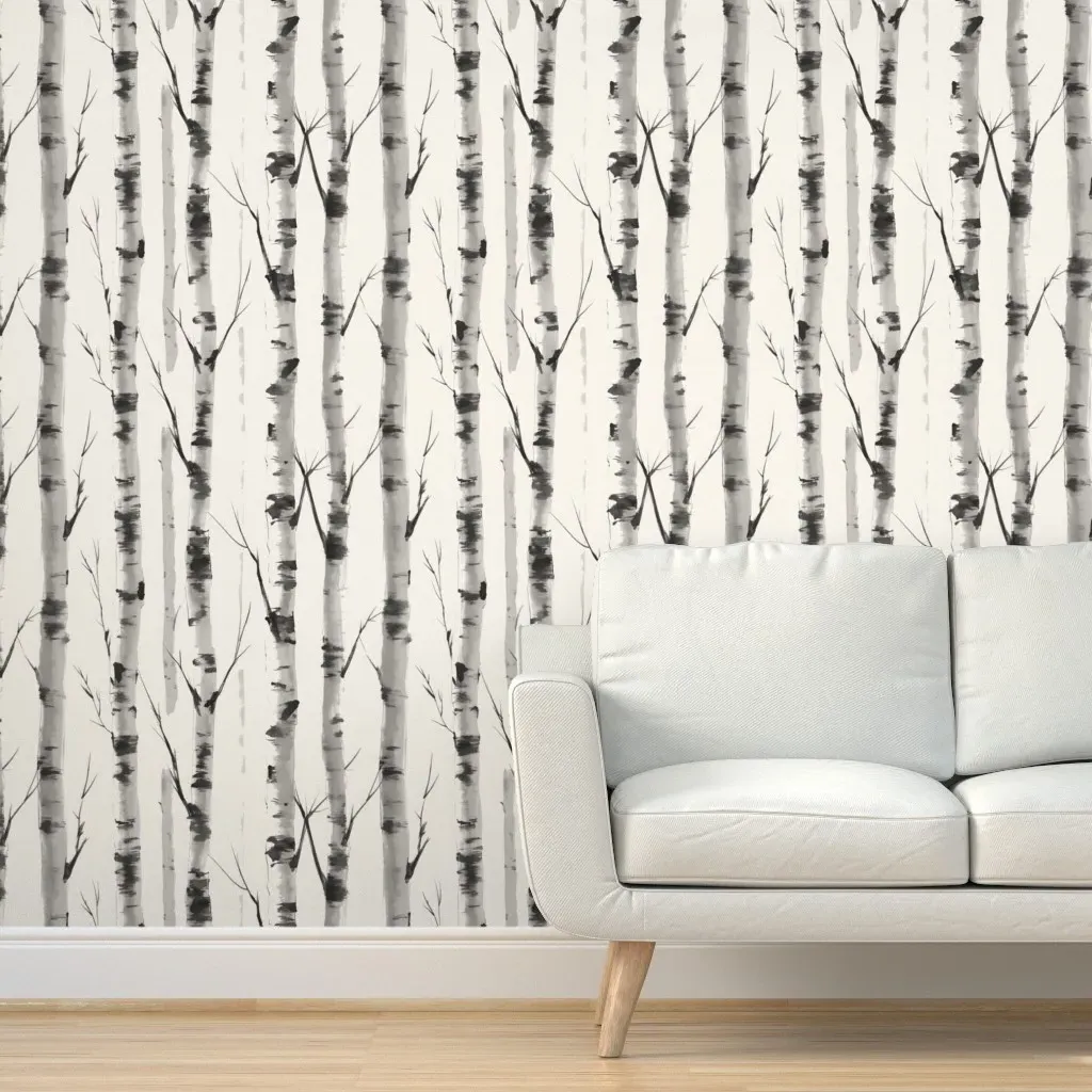 Aspen Grove Vertical Trunks Peel and Stick Wallpaper - Charcoal product