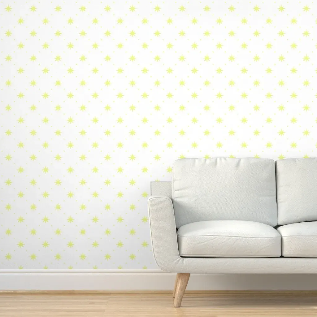 Astra Watercolor Stars Leaf Peel and Stick Wallpaper - Pale Yellow product