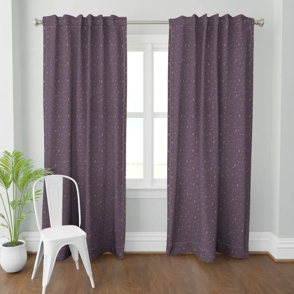 Astrology Curtain Panel - Dusty Purple product