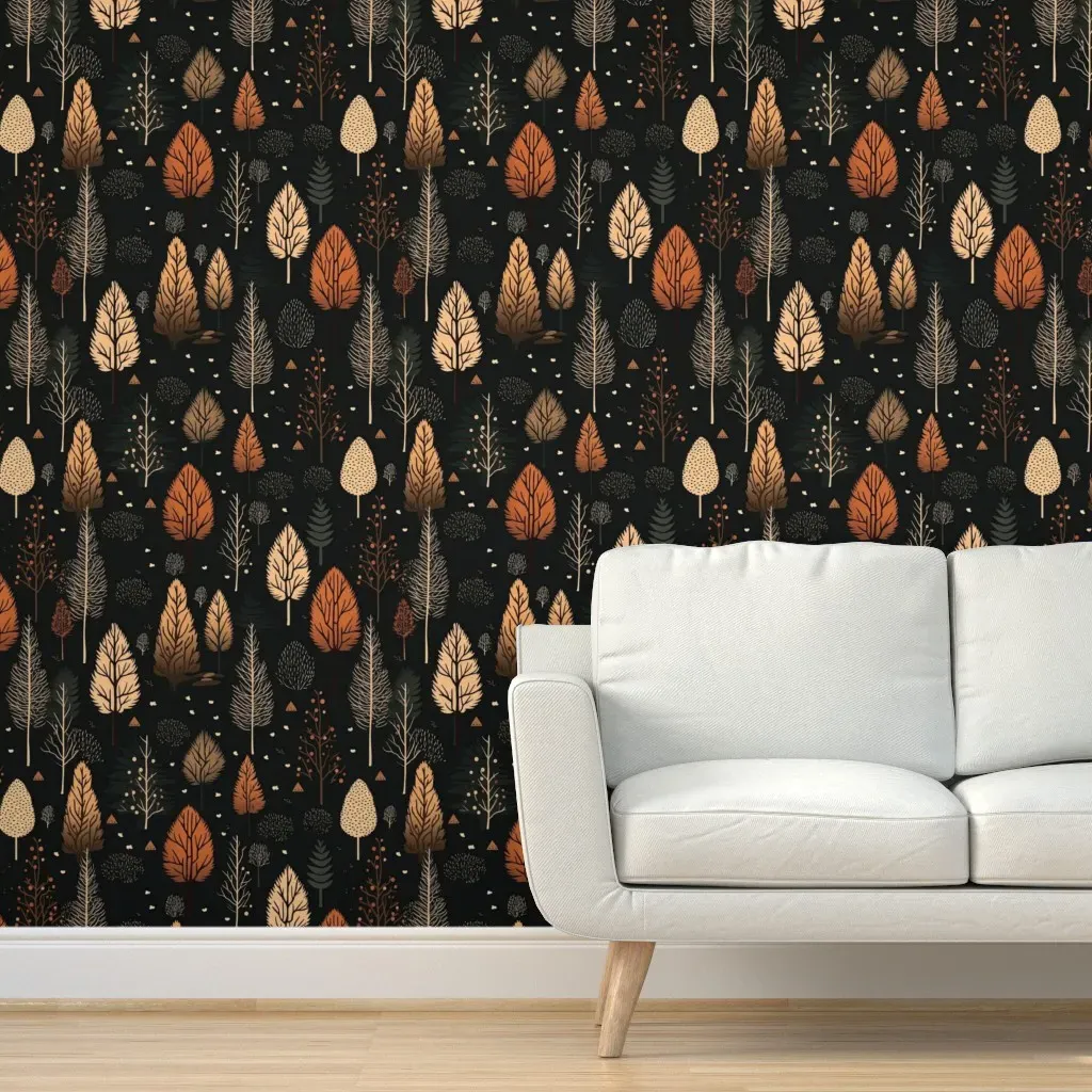 Atl 1066 Rustic Abstract Woodland Peel and Stick Wallpaper - Burnt Orange product