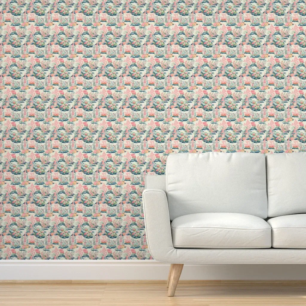 Atlantas Toile Peel and Stick Wallpaper - Pink product