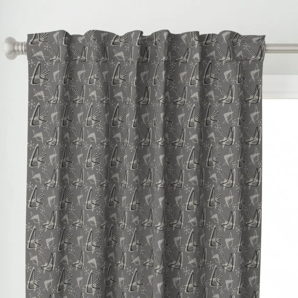 Atomic Boomerangs Curtain Panel - Gray alternate view