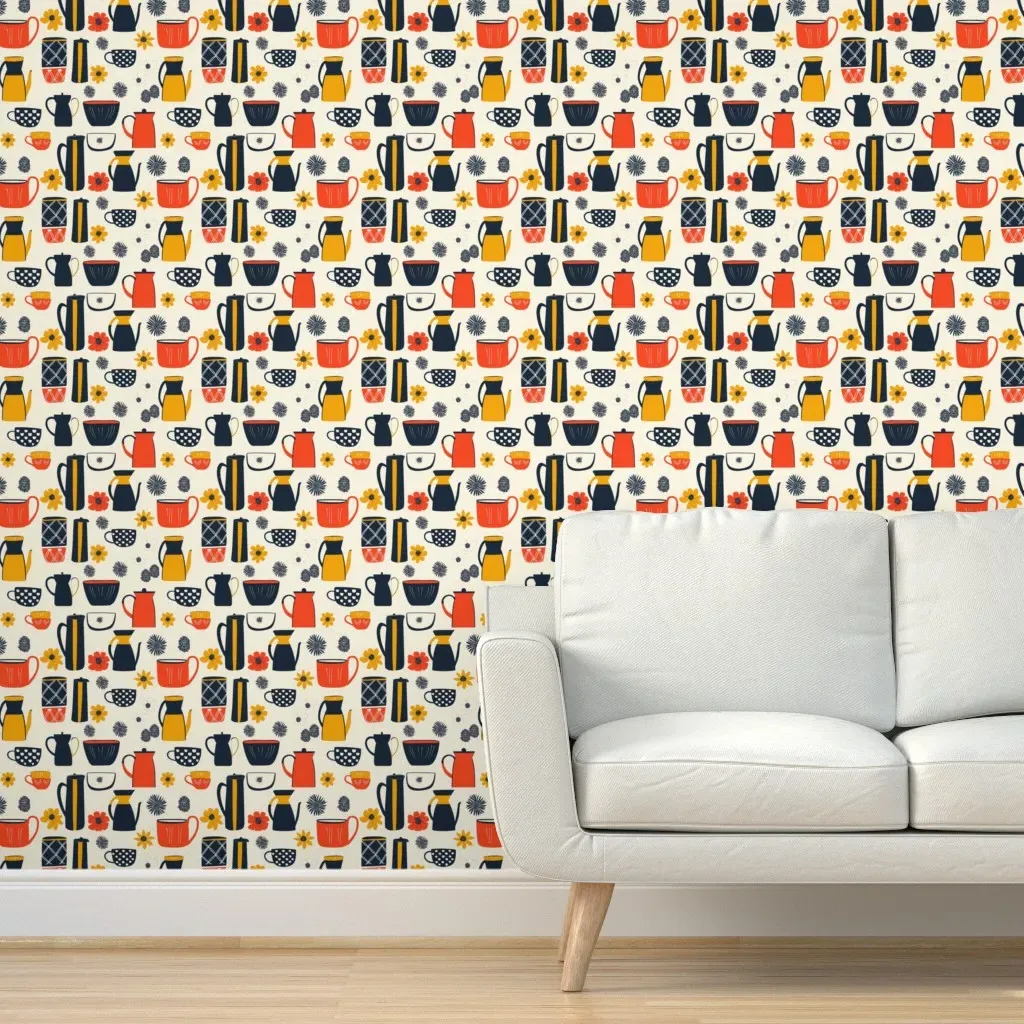 Atomic Cheerful Kitchen Peel and Stick Wallpaper - Orange product