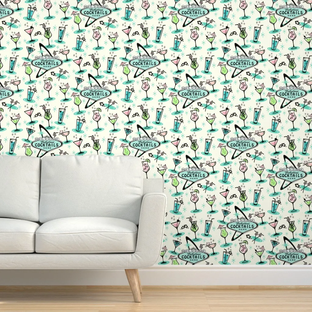 Atomic Cocktails Peel and Stick Wallpaper - Teal product