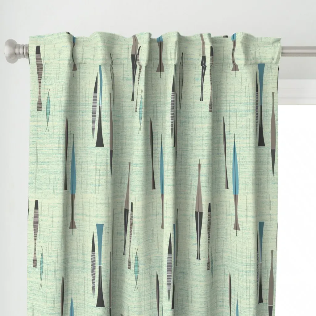 Atomic Darts Curtain Panel - Teal alternate view