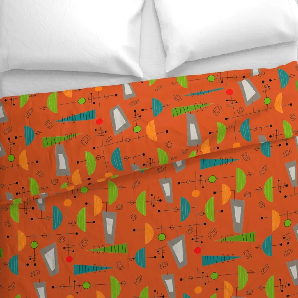 Atomic Era Abstract III Duvet Cover - Burnt Orange alternate view