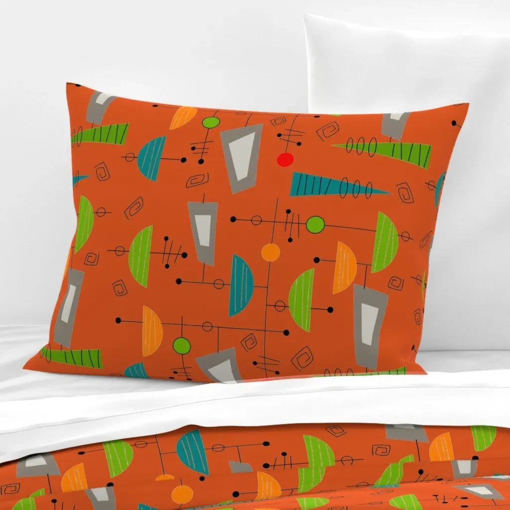 Atomic Era Abstract III Standard Knife Edge Pillow - Burnt Orange, Cotton Sateen product