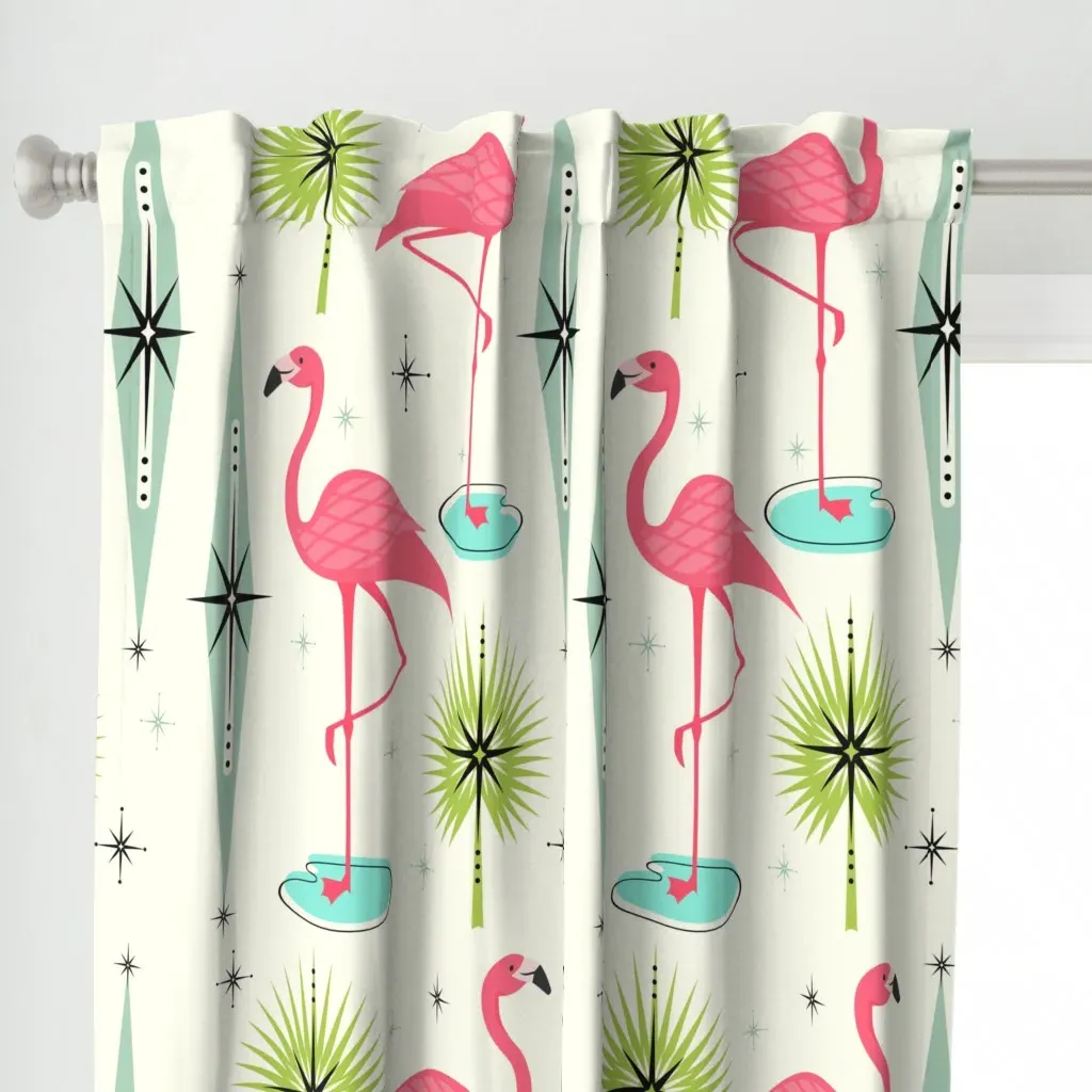 Atomic Flamingo Oasis Curtain Panel - Pink alternate view