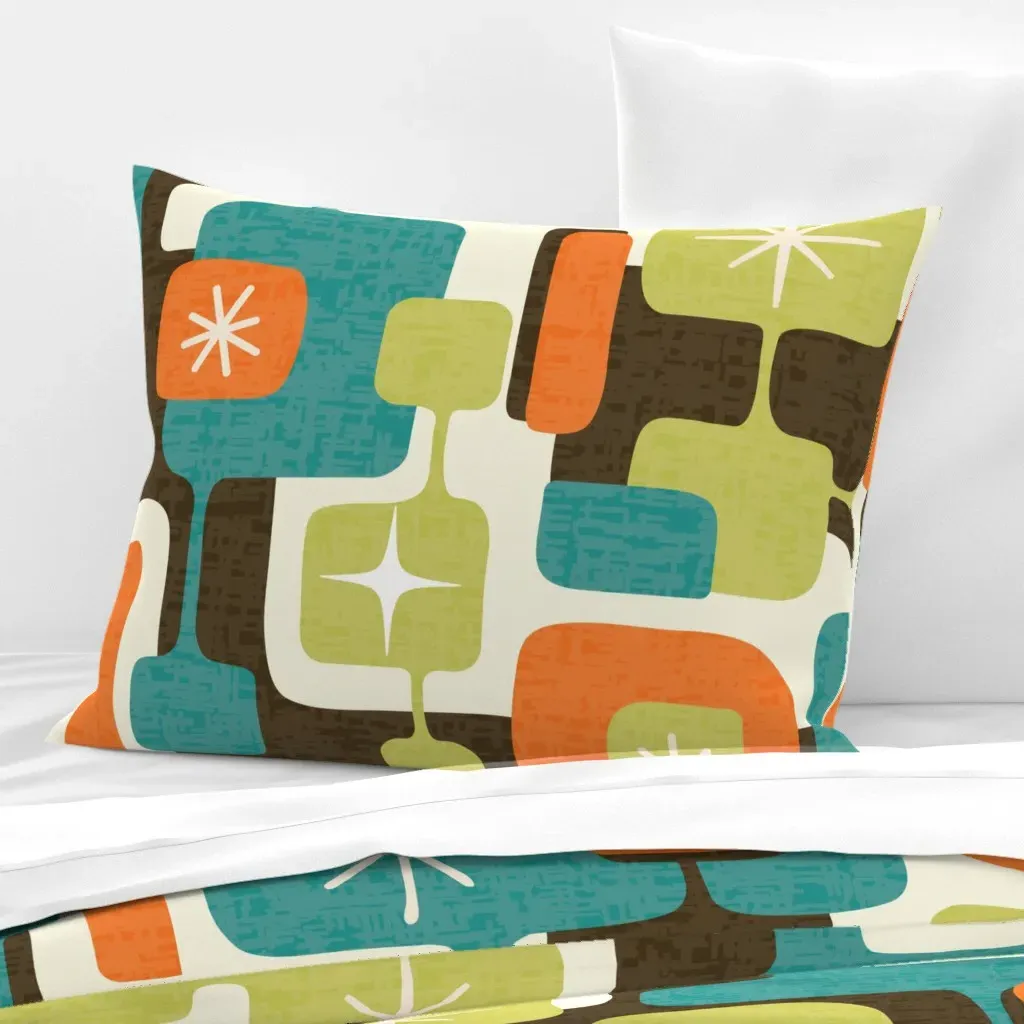 Atomic Mod Retro Starburst Standard Knife Edge Pillow - Teal, Cotton Sateen product