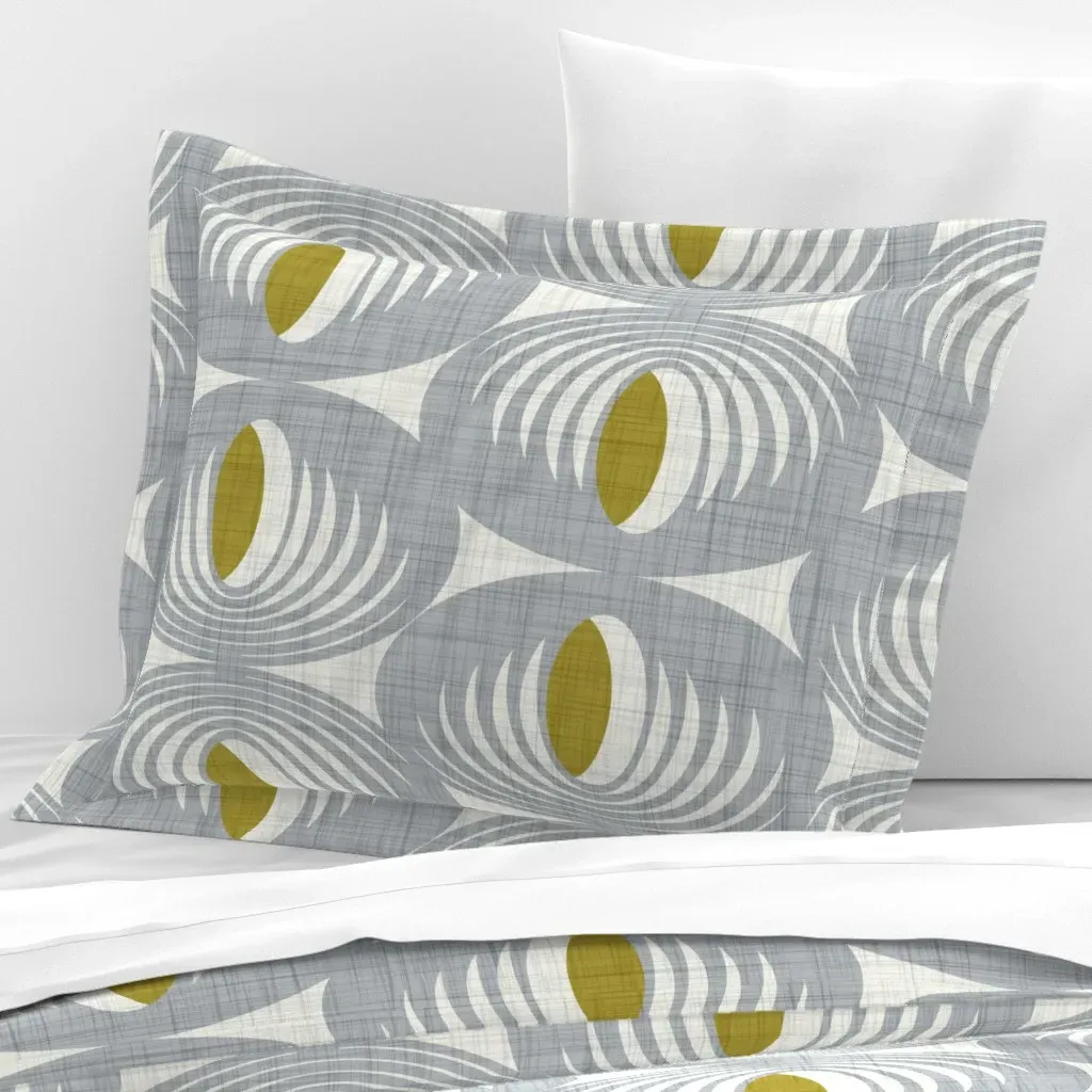 Atomic Oval Geometric Standard Flanged Pillow Sham - Gray, Cotton Sateen product