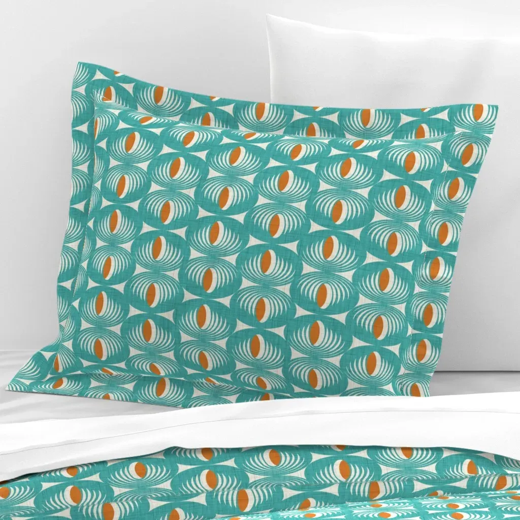 Atomic Oval Geometric Standard Flanged Pillow Sham - Teal, Cotton product
