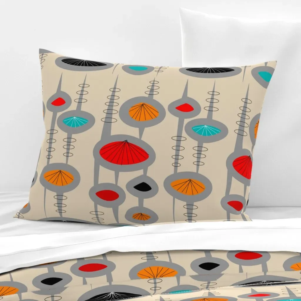 Atomic Space Age Standard Knife Edge Cushion Cover - Cream, Cotton Sateen product