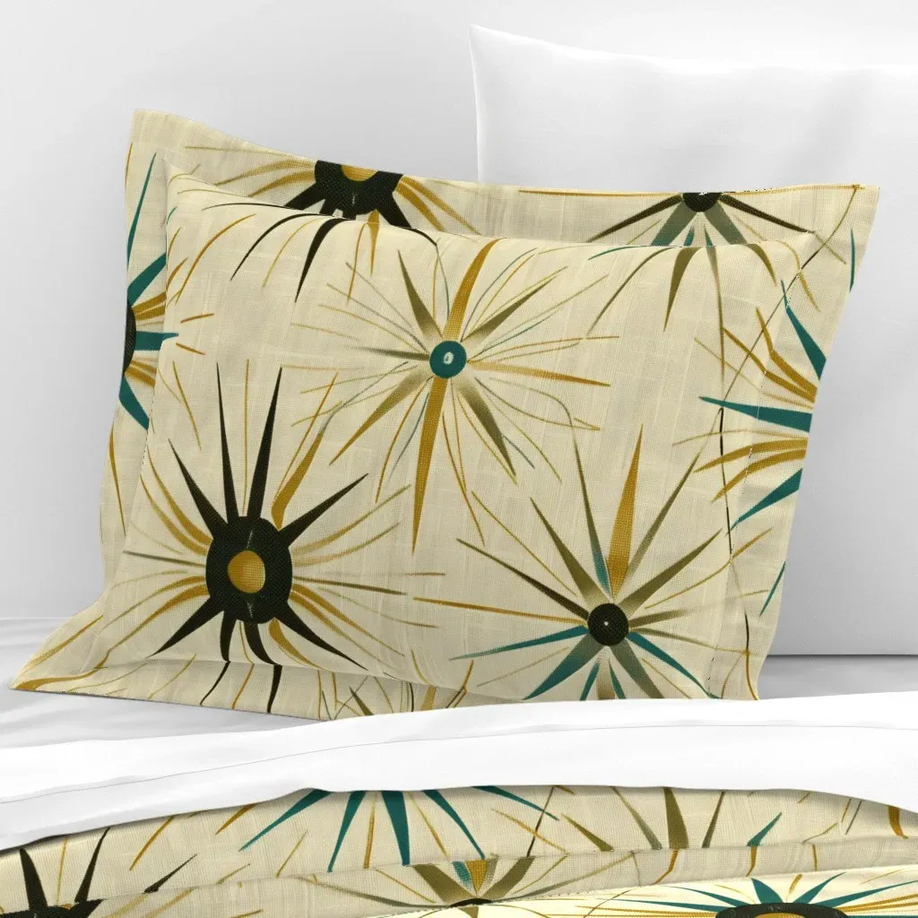 Atomic Starburst Pattern Standard Flanged Pillow Sham - Black, Cotton Sateen product