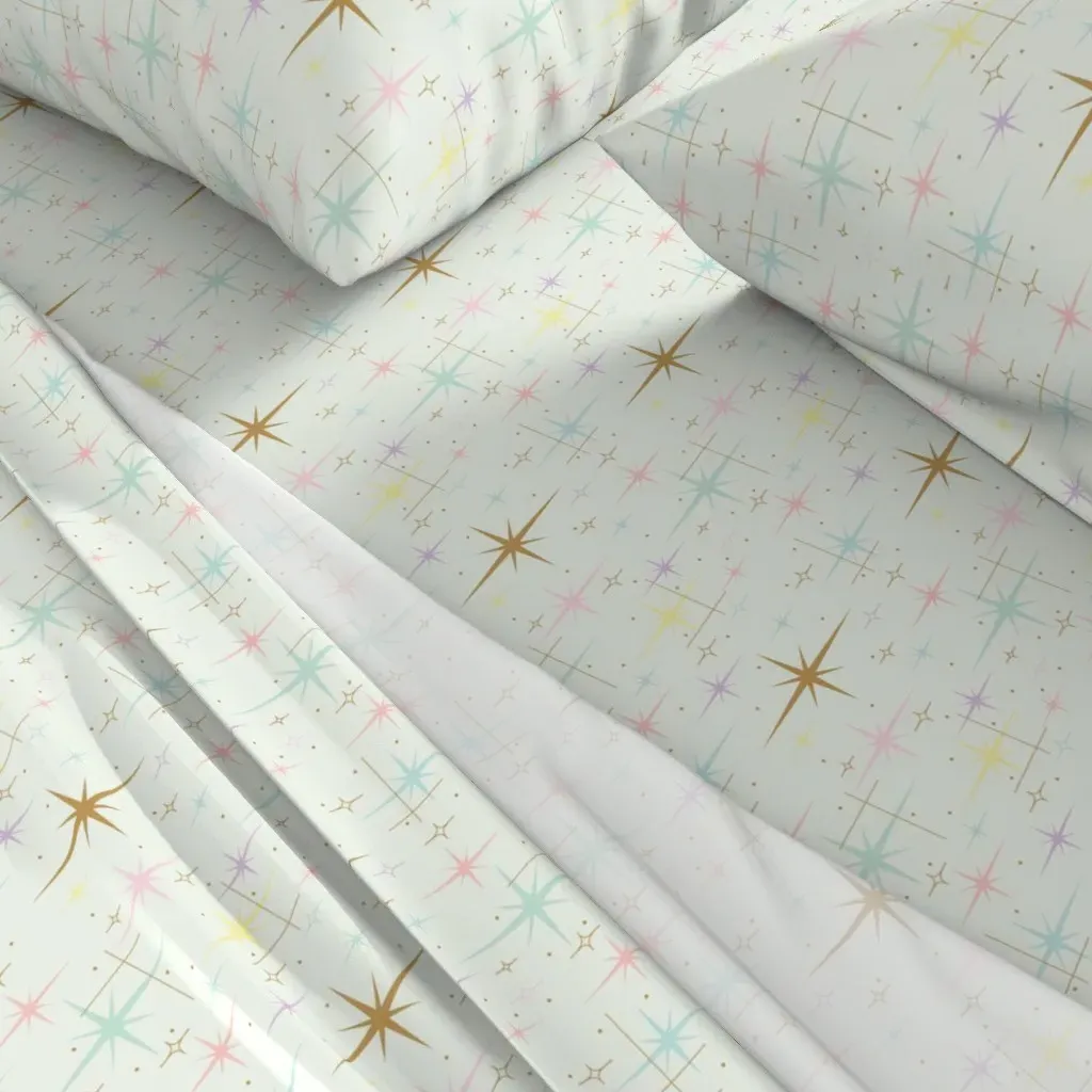Atomic Starbursts Twin Sheet Set - Gold, Cream alternate view