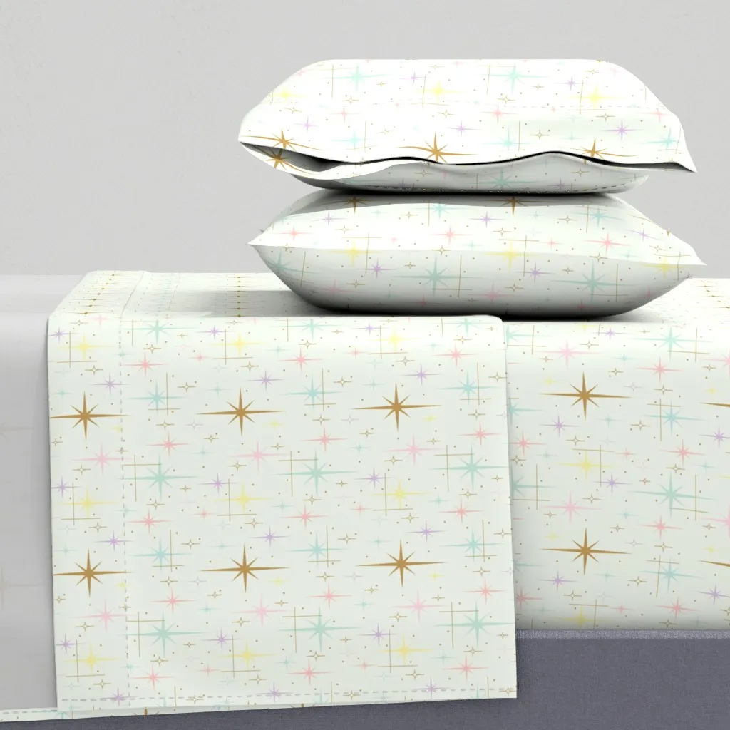 Atomic Starbursts Twin Sheet Set - Gold, Cream product