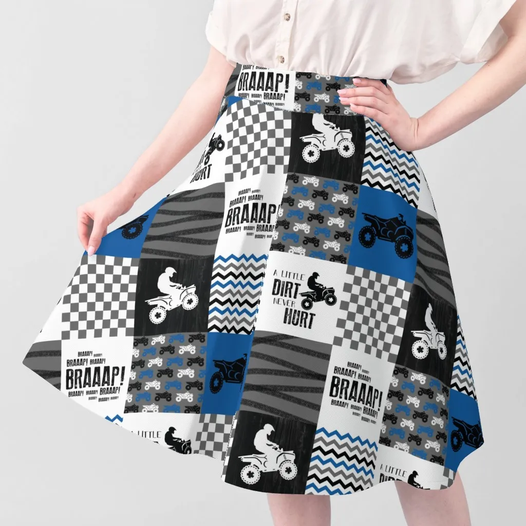 ATV & Dirt Print Cheater Quilt Fabric - Blue, Pique alternate view