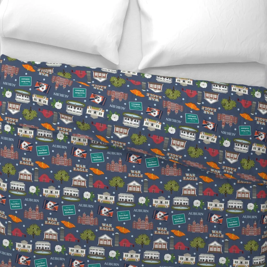 Auburn Alabama Downtown Duvet Cover - Auburn Orange alternate view