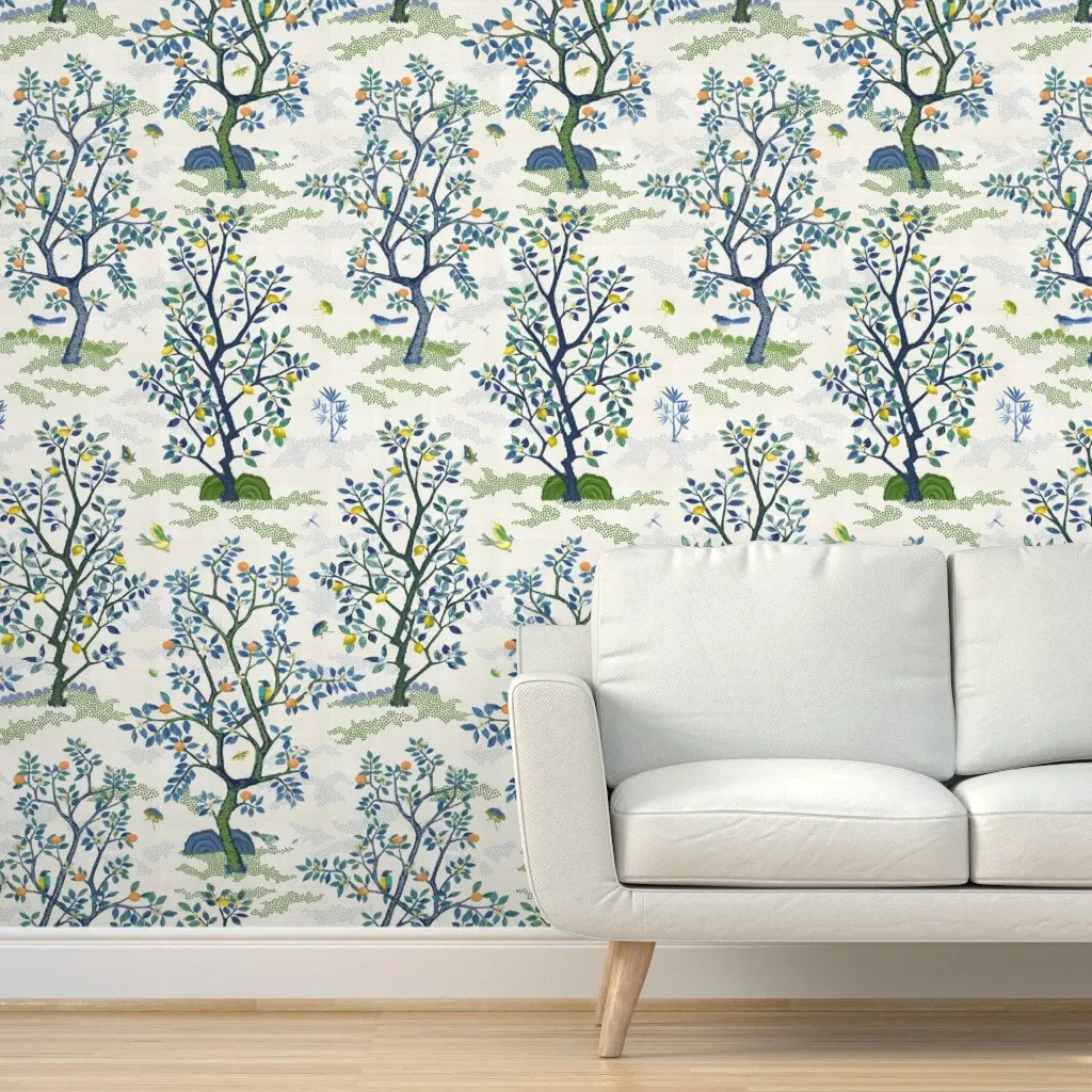 Audrey Citrus Grove Toile Peel and Stick Wallpaper - Blue product