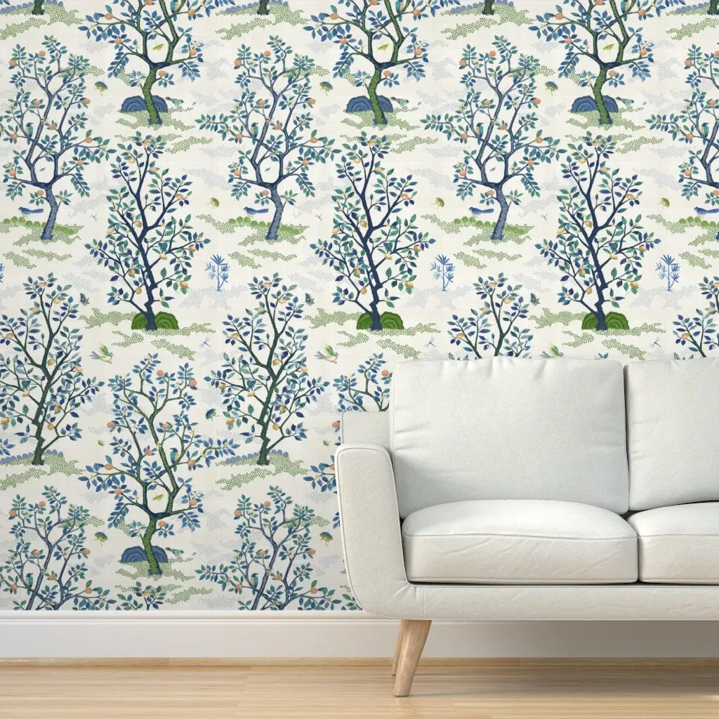 Audrey Muted Citrus Peel and Stick Wallpaper - Blue product