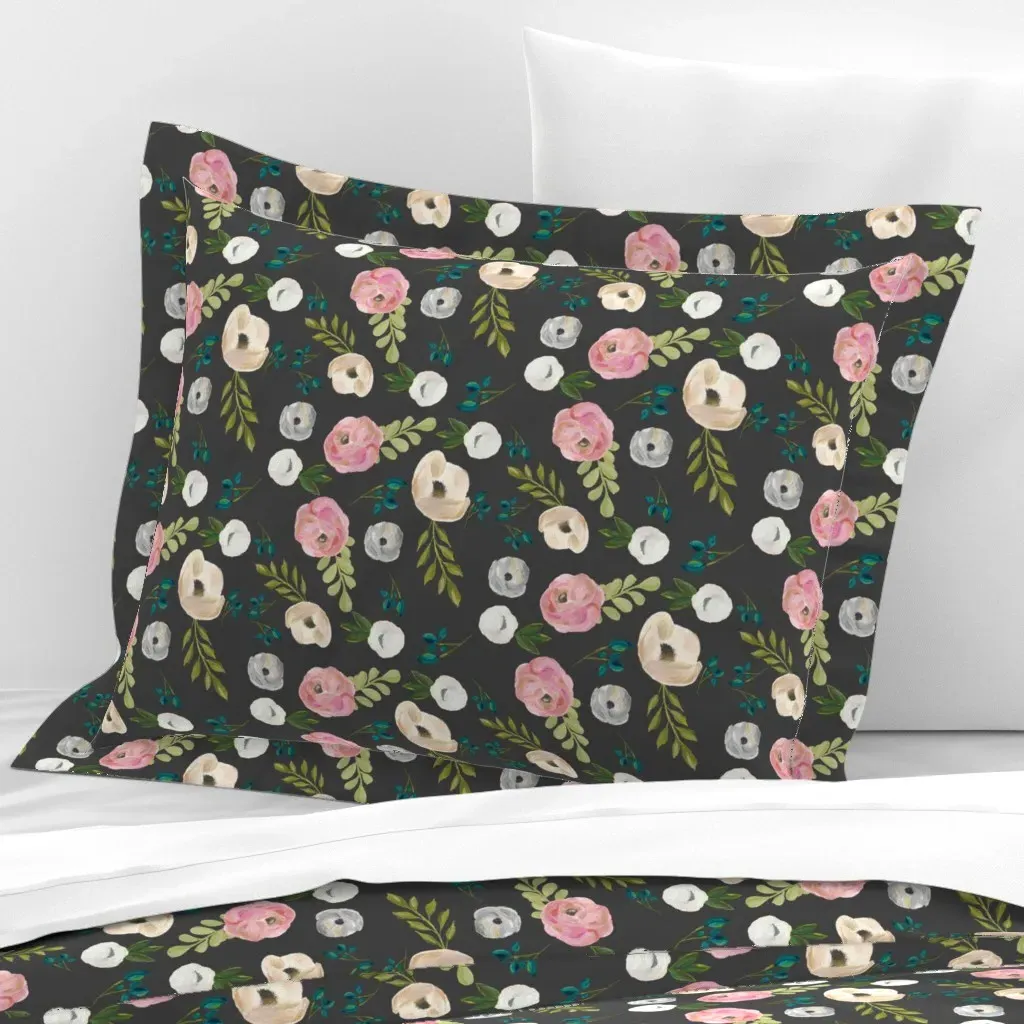 August Floral Standard Flanged Pillow Sham - Pink, Cotton Sateen product