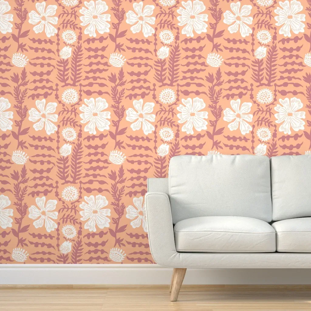 Aurora Bloom Dawn Peel and Stick Wallpaper - Peach product