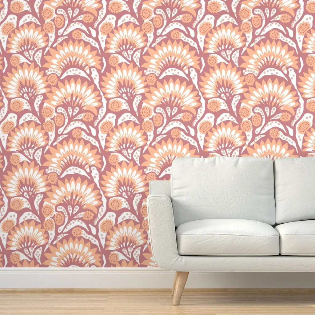 Aurora Fanflower Peel and Stick Wallpaper - Dusty Rose product