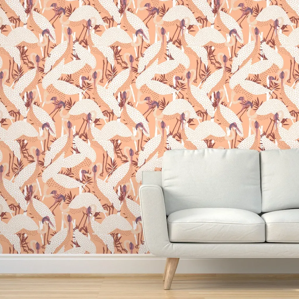 Aurora Heron Spring Peel and Stick Wallpaper - Peach product