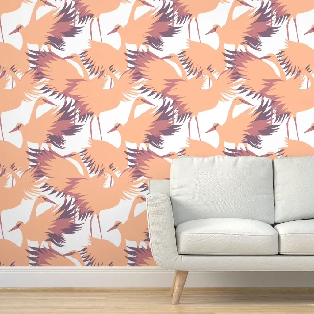 Aurora Swan Dawn Peel and Stick Wallpaper - Peach product