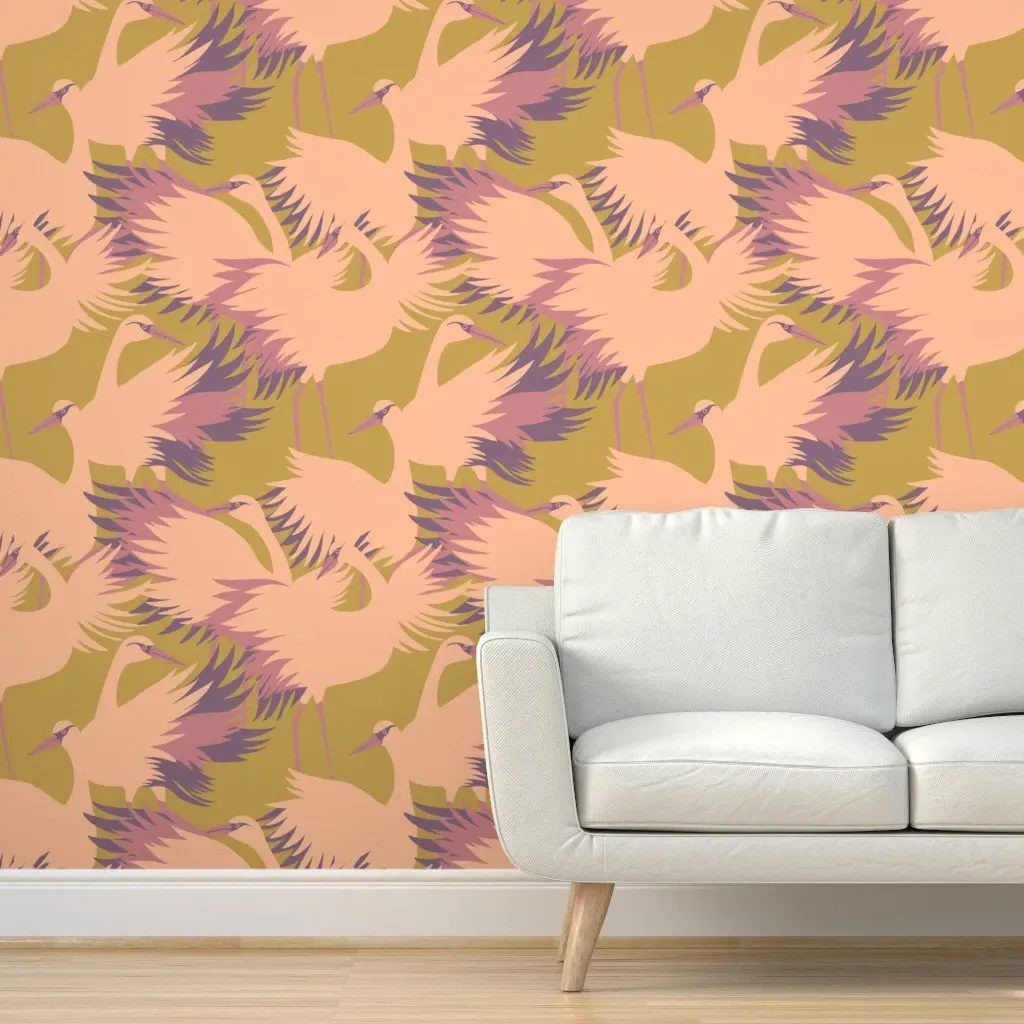 Aurora Swan Sunrise Peel and Stick Wallpaper - Peach product